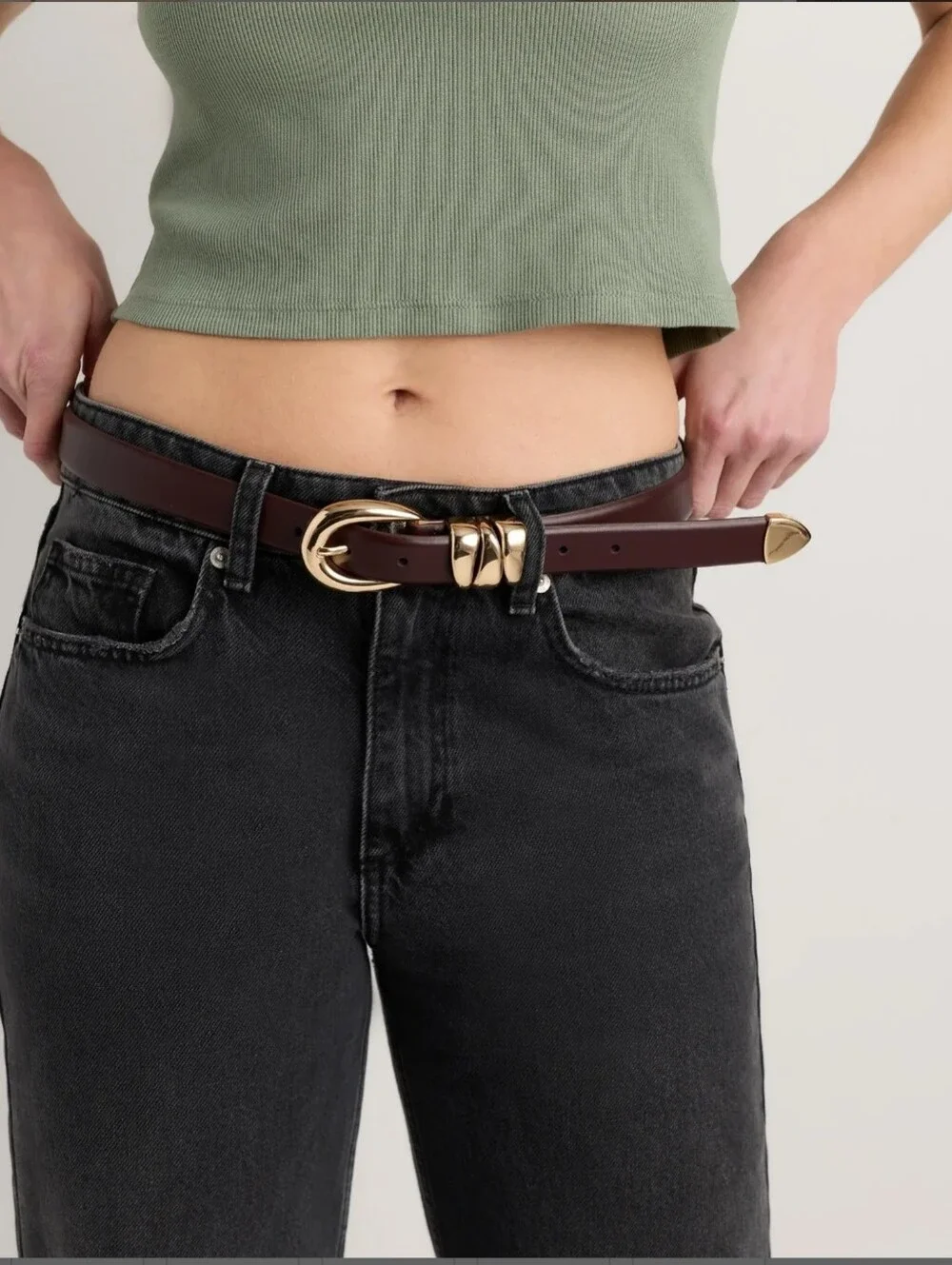 NWOT! Quince Elissa Triple Keeper European Brown Leather Belt! Sz. S!